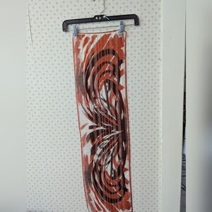 Brown Vintage Scarf Japan Vinal Abstract Brown White Rectangle Sally Gee